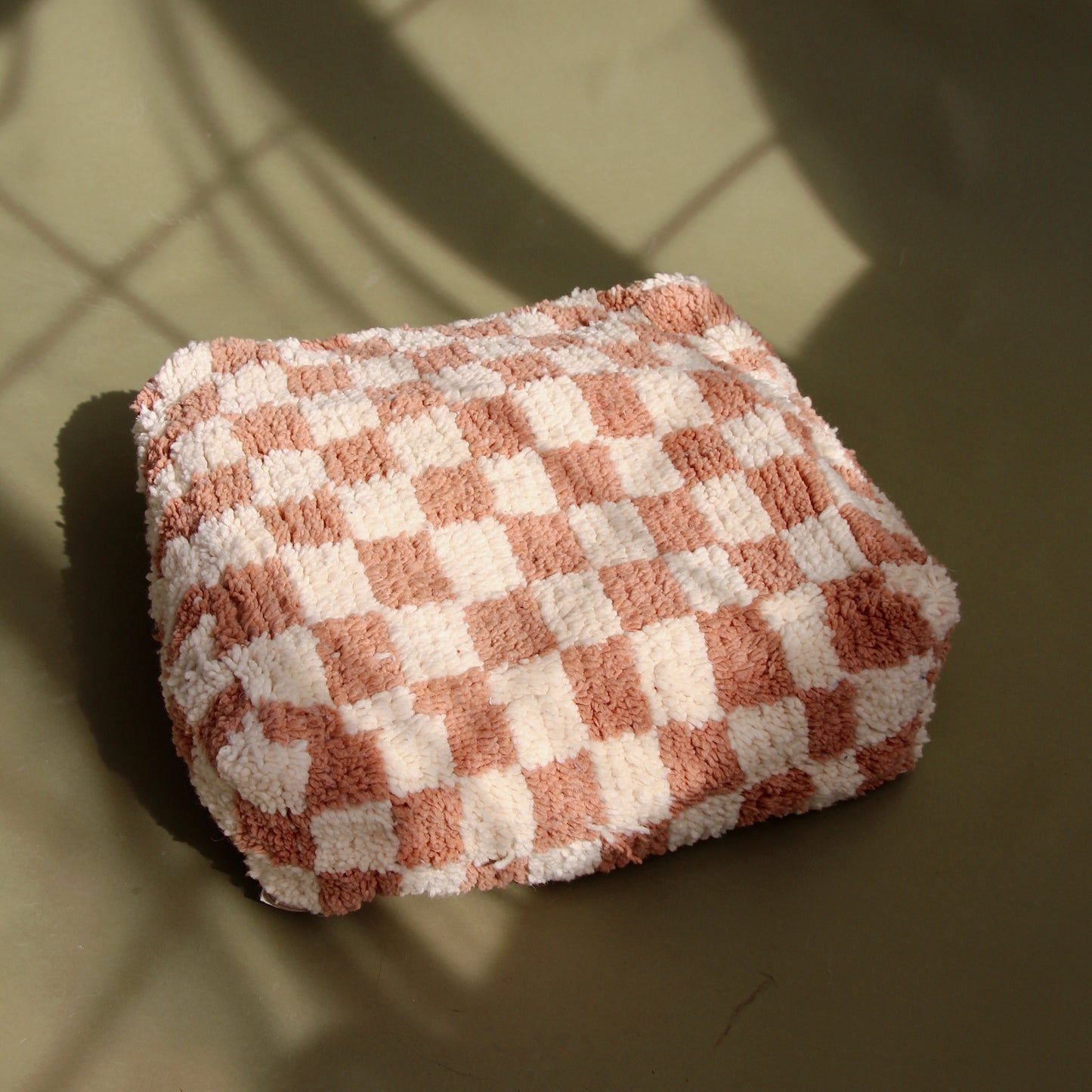 Beni Ouarain Checkered Ochre Pouf