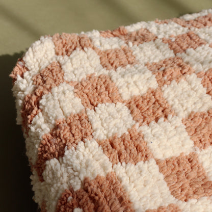 Beni Ouarain Checkered Ochre Pouf