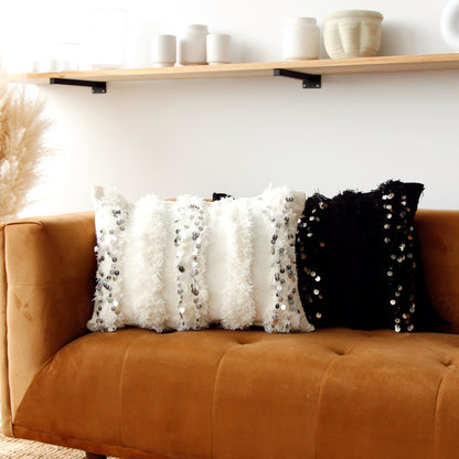 Housse de Coussin Paillettes noir