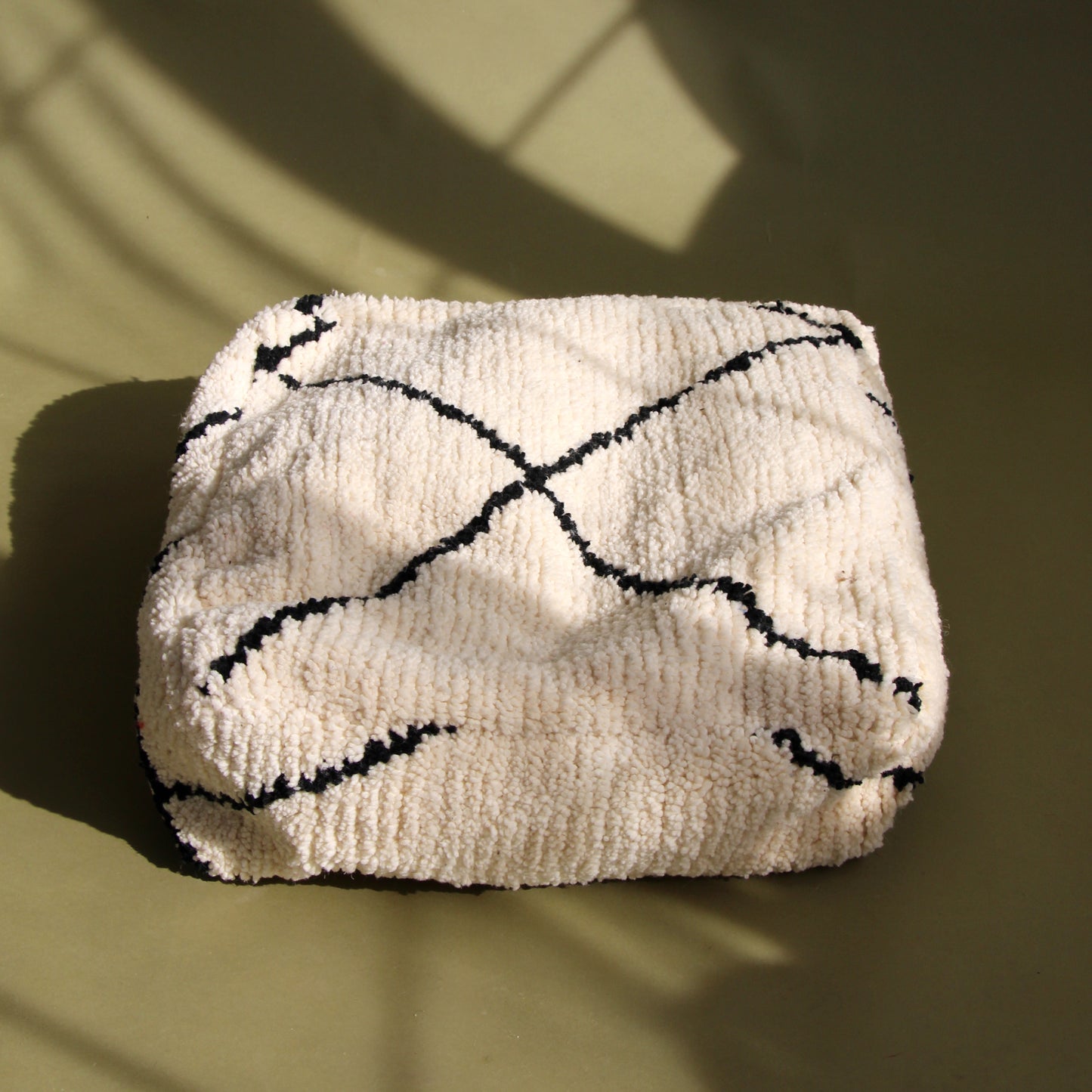 Beni Ouarain Striped Beige Pouf