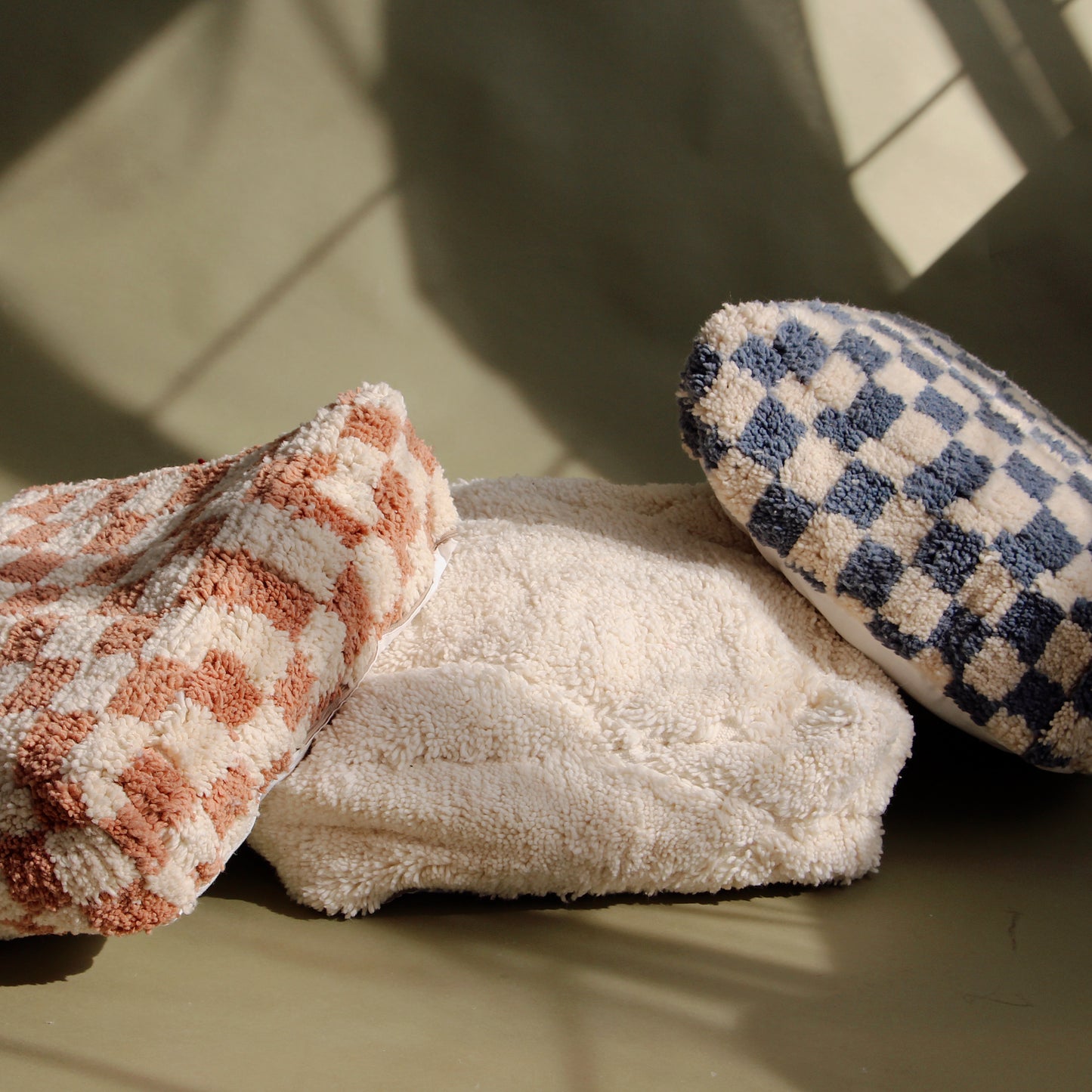 Beni Ouarain Checkered Ochre Pouf