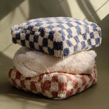 Beni Ouarain Blue Checkered Pouf