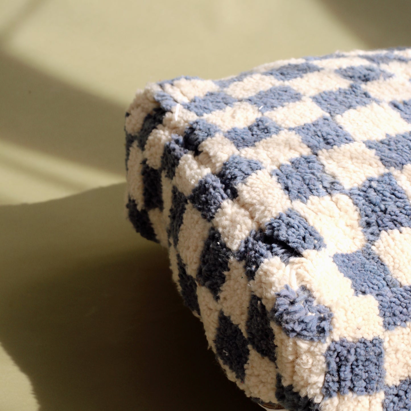 Beni Ouarain Blue Checkered Pouf