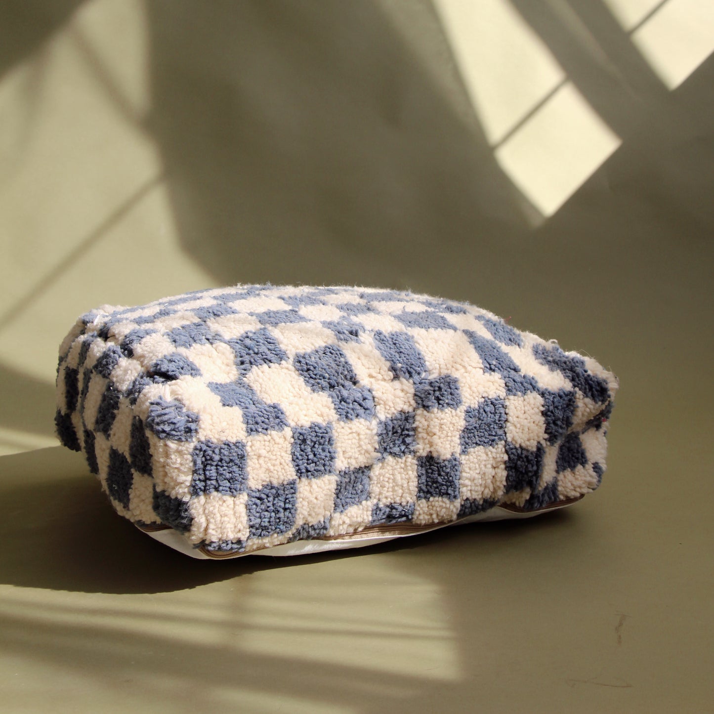 Beni Ouarain Blue Checkered Pouf